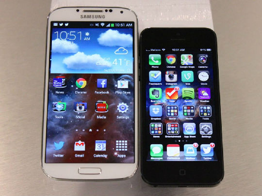 ,智能手机,对战iPhone 5S ， Sumsung Galaxy S4的12个过人之处