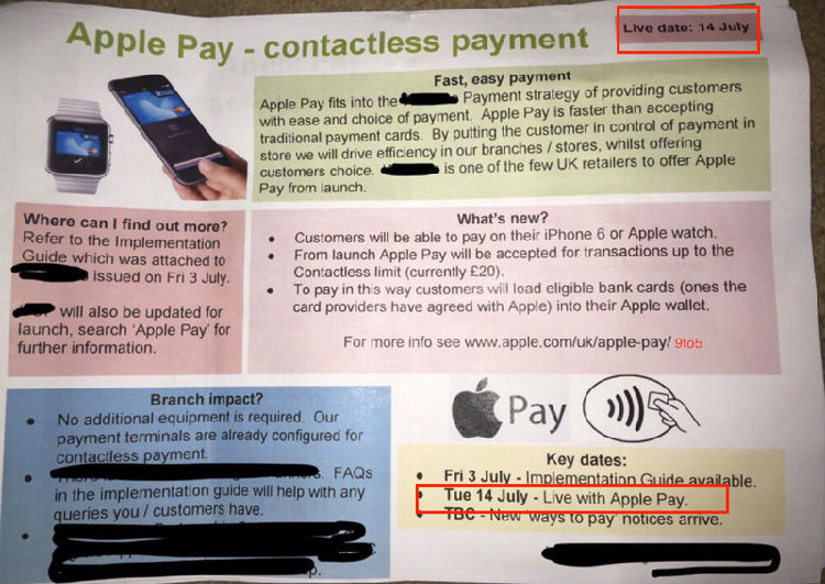 ,Apple,Apple Pay将于7月14日登陆英国