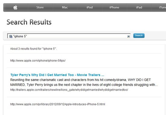 ,Apple,苹果官网搜索结果确认新手机命名为iPhone 5