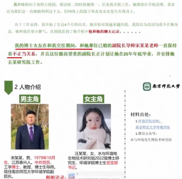 男子举报南师大博士女友出 轨导师